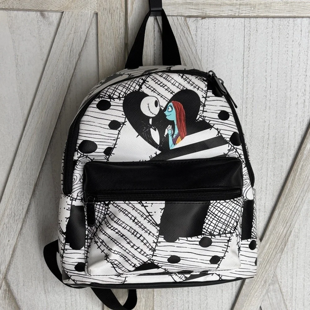 Disney Nightmare Before Christmas Jack & Sally Patchwork Mini Backpack